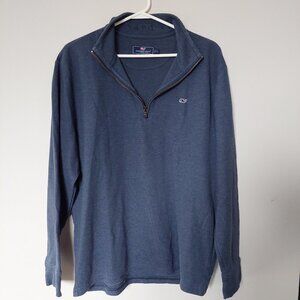 Vineyard Vines Men's L Saltwater Quarter-Zip Pullover Navy Cotton Blend